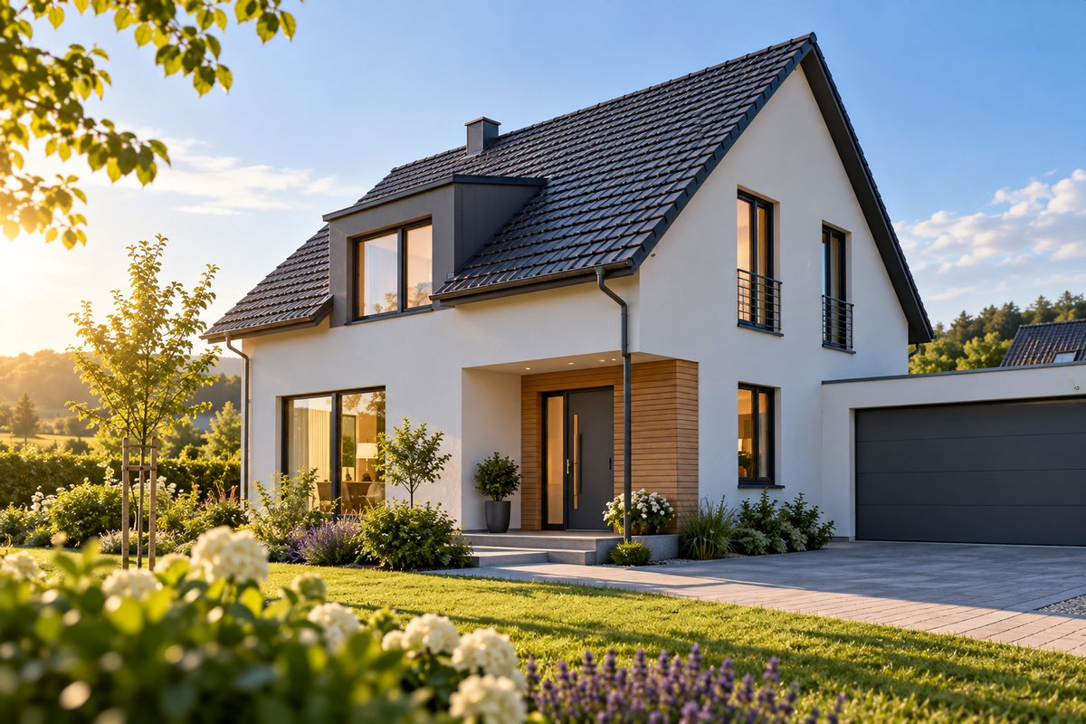 Modernes Wohnhaus mit Garten